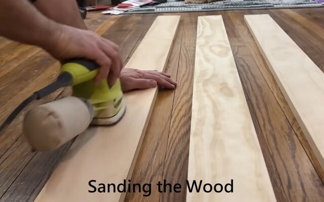 Sanding the wood