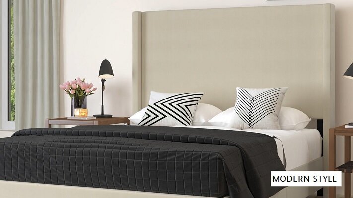 modern wingback bed