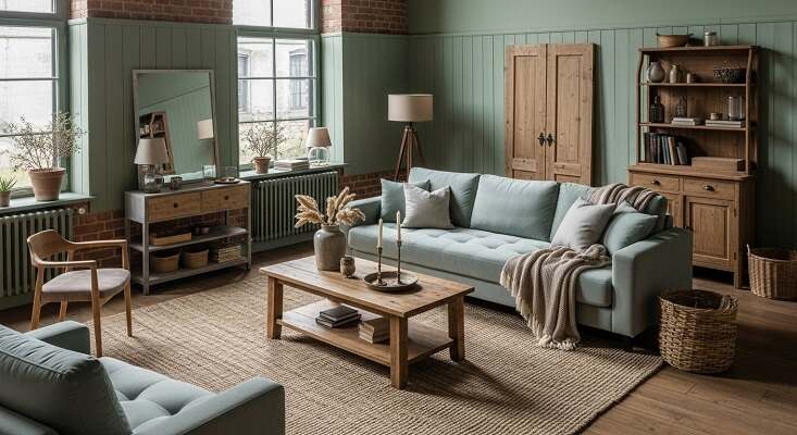Rustic Sage Green Living Room